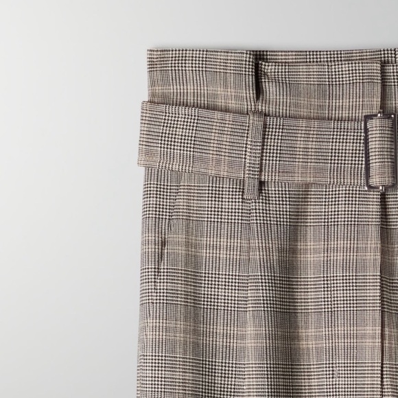 Aritzia Babaton 0 Power Pants High Waist Belted Glen Check Plaid - Picture 4 of 12